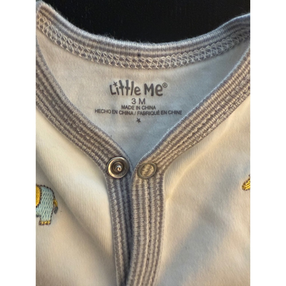 Little Me Footed Zoo Animal Pajama Baby‎ 3 months White Embroidered Infant PJs